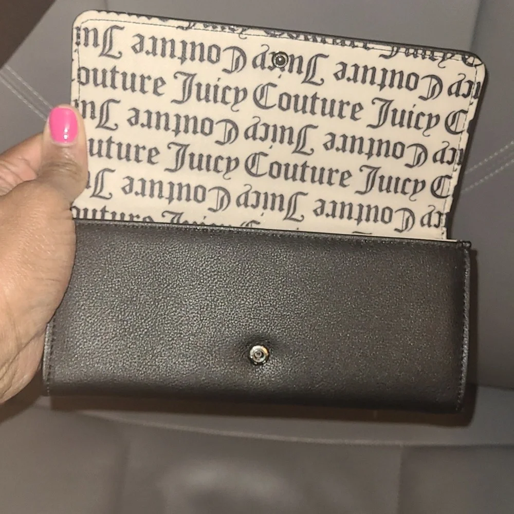 NWT Juicy Couture Black Wallet with Heart Design and silver studs
